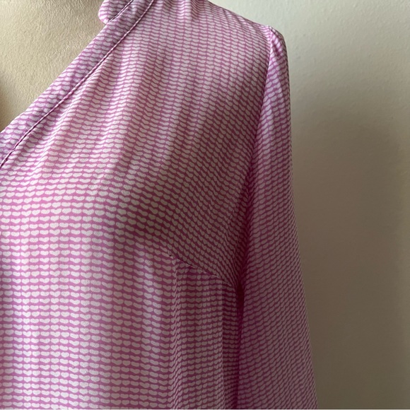 ANA Button Down Purple Heart Print Sheer Long sleeve Shirt for Women - Picture 7 of 8